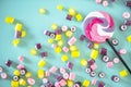 Flat lay of candy isolated Royalty Free Stock Photo