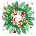 Flat lay Christmas branches background. top view. Copy space. Slow moving video.
