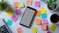 flat lay colorful sticky notes Royalty Free Stock Photo