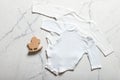 Flat lay composition with baby clothes and accessories Royalty Free Stock Photo