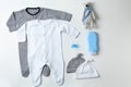 Flat lay composition with baby clothes and accessories Royalty Free Stock Photo