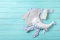 Flat lay composition with baby clothes and accessories Royalty Free Stock Photo