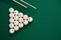 Flat lay composition with balls on billiard table Royalty Free Stock Photo