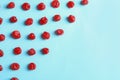 Flat Lay Composition Of Cherries On Color Background, Space For Text. Dried Fruit