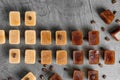 Flat lay composition with coffee ice cubes Royalty Free Stock Photo