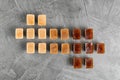 Flat lay composition with coffee ice cubes Royalty Free Stock Photo