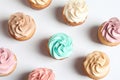 Flat lay composition with delicious birthday cupcakes Royalty Free Stock Photo