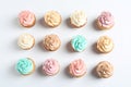 Flat lay composition with delicious birthday cupcakes Royalty Free Stock Photo