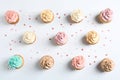 Flat lay composition with delicious birthday cupcakes Royalty Free Stock Photo