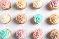 Flat lay composition with delicious birthday cupcakes Royalty Free Stock Photo