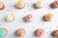 Flat lay composition with delicious birthday cupcakes Royalty Free Stock Photo