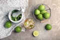 Flat lay composition with delicious mint julep cocktail