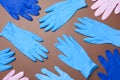 Flat lay composition with different medical gloves Royalty Free Stock Photo
