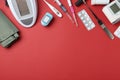 Flat lay composition with different medical objects Royalty Free Stock Photo