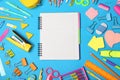 Flat lay composition with different school stationery Royalty Free Stock Photo