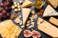 Flat lay composition with different types of delicious cheese Royalty Free Stock Photo