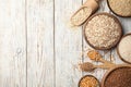 Flat lay composition with different types of grains and cereals Royalty Free Stock Photo