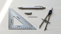 Precision Drafting and Geometry Tools on Wooden Background Royalty Free Stock Photo