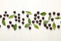 Flat lay composition with fresh acai berries Royalty Free Stock Photo