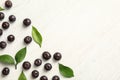 Flat lay composition with fresh acai berries Royalty Free Stock Photo