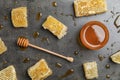 Flat lay composition with fresh honey Royalty Free Stock Photo