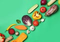 Flat lay composition with fresh ripe vegetables Royalty Free Stock Photo