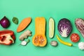 Flat lay composition with fresh ripe vegetables Royalty Free Stock Photo