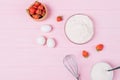 Flat lay composition of ingredients for baking homemade strawberry pie Royalty Free Stock Photo