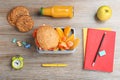 Flat lay composition with lunch box Royalty Free Stock Photo