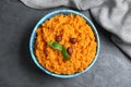 Flat lay composition with mashed sweet potatoes Royalty Free Stock Photo