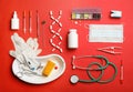 Flat lay composition with medical objects Royalty Free Stock Photo