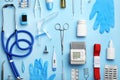 Flat lay composition with medical objects Royalty Free Stock Photo