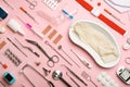 Flat lay composition with medical objects Royalty Free Stock Photo