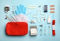 Flat lay composition with medical objects Royalty Free Stock Photo