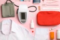 Flat lay composition with medical objects Royalty Free Stock Photo