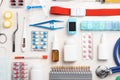 Flat lay composition with medical objects Royalty Free Stock Photo