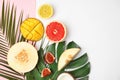 Flat lay composition with melon, other fruits Royalty Free Stock Photo