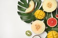 Flat lay composition with melon, other fruits Royalty Free Stock Photo