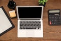 Flat lay composition with modern laptop on table Royalty Free Stock Photo