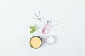 Flat lay composition natural skin care cosmetics