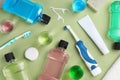 Flat lay composition with oral care products Royalty Free Stock Photo