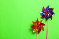 Flat lay composition with pinwheels Royalty Free Stock Photo