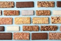 Flat lay composition with protein bars