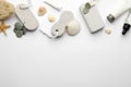 Flat lay composition with pumice stones on light background. Space for text Royalty Free Stock Photo