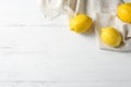 Flat lay composition with ripe lemons Royalty Free Stock Photo