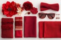 Vibrant Red Fabric Flat Lay Display Royalty Free Stock Photo