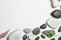 Flat lay composition with spa stones and space for text Royalty Free Stock Photo
