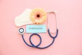 Flat lay composition with stethoscope Royalty Free Stock Photo