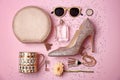 Flat lay composition with stylish accessories