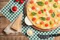 Flat lay composition with tasty homemade pizza Royalty Free Stock Photo